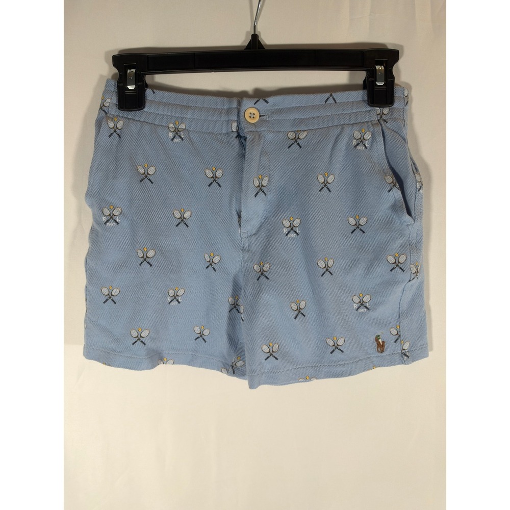 Polo Ralph Lauren Light Blue Tennis Racket Piqué Shorts Girls M 10-12